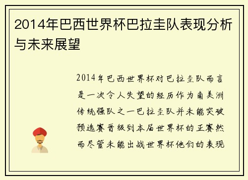 2014年巴西世界杯巴拉圭队表现分析与未来展望